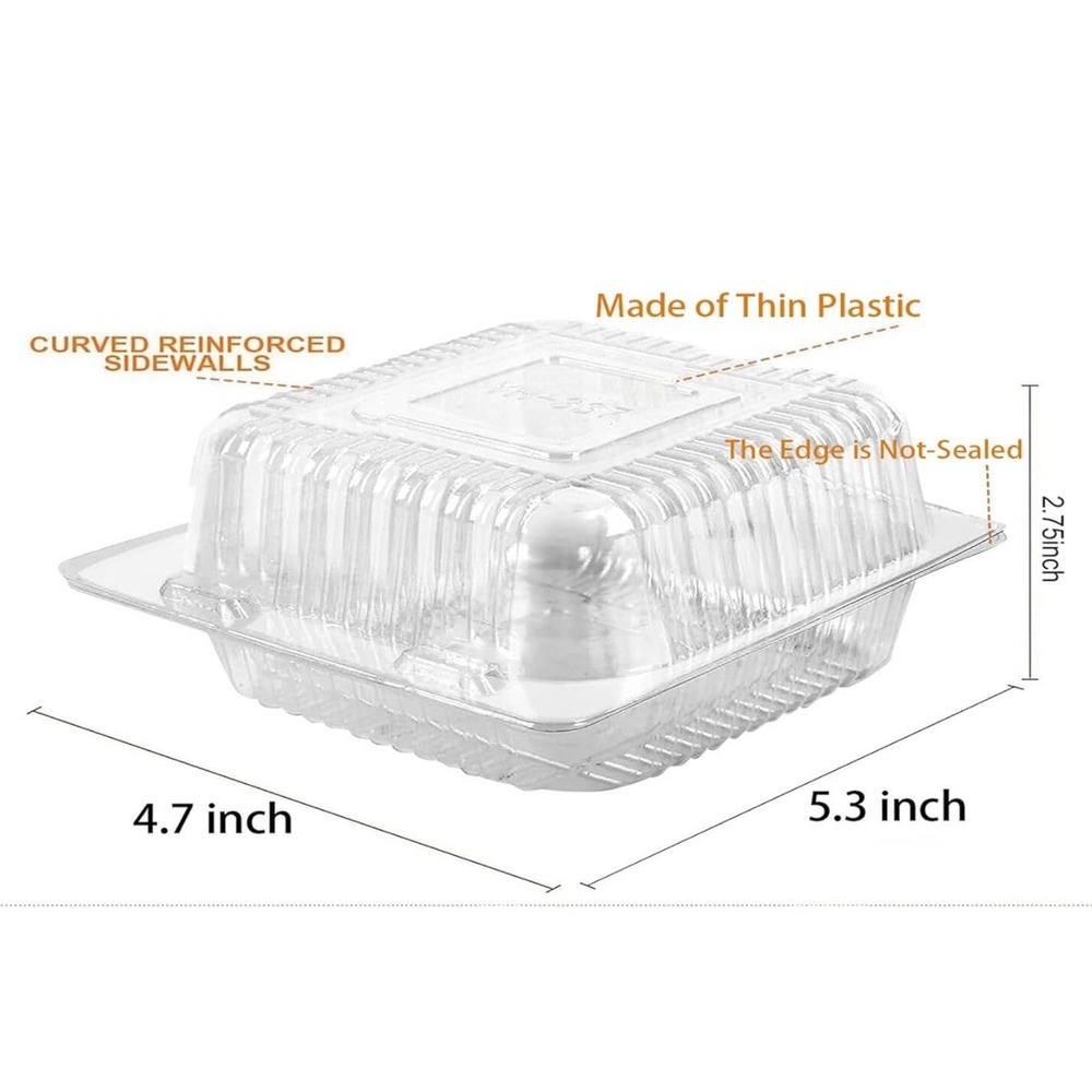 100 Count Clear Plastic Hinged Take Out Containers Clamshell Takeout Tray Foo... - Picture 2 of 5
